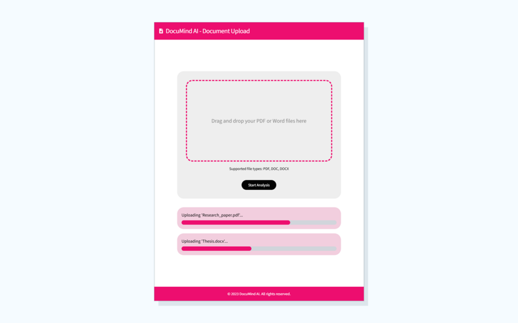 DocuMind AI document upload screenshot