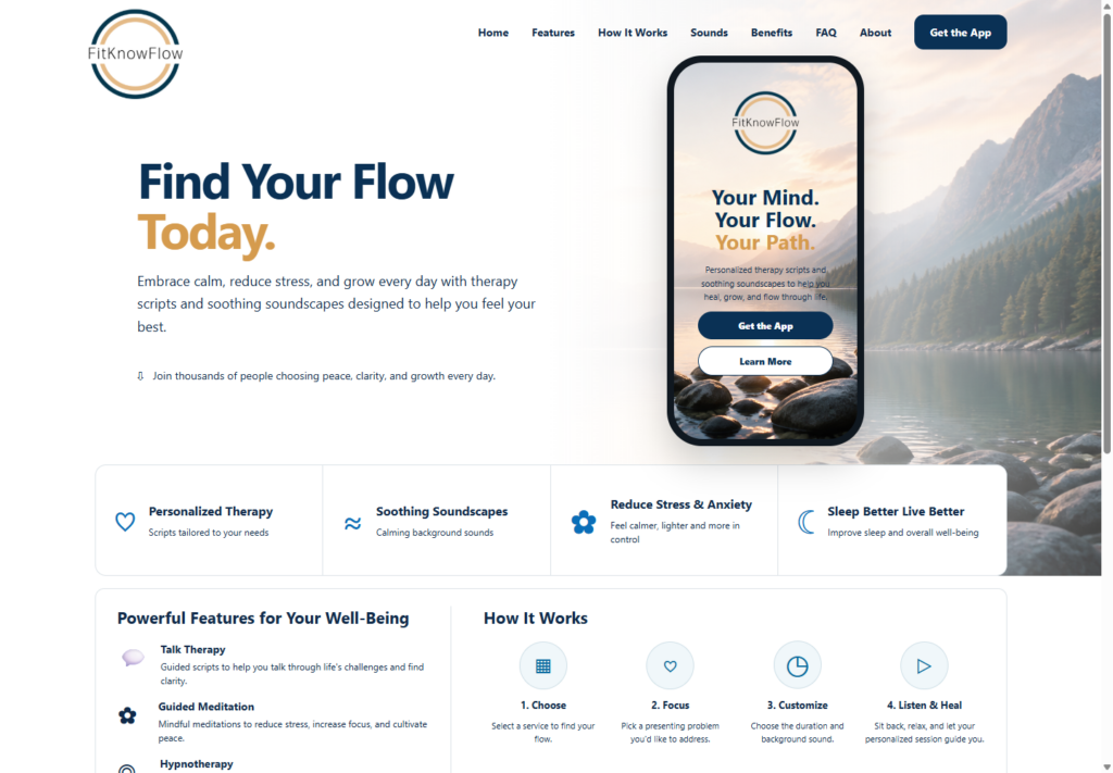 FitKnowFlow wellness PWA website screenshot